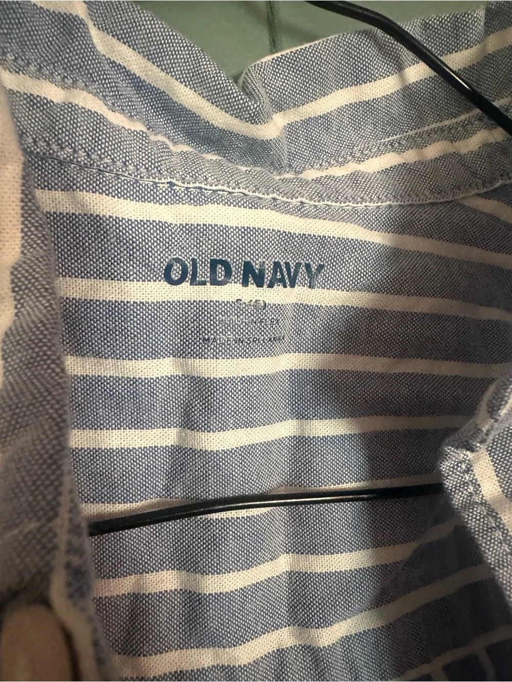 Old Navy Blue and White Vertical Stripe Button-Down Shirt